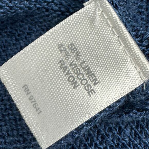 J. Jill Blue Cardigan Sweater Open Front Knit Linen Blend Long Sleeve Size Large - Picture 5 of 7